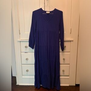 Universal Thread XS Blue Cotton Long Sleeve Maxi Dress With Pockets